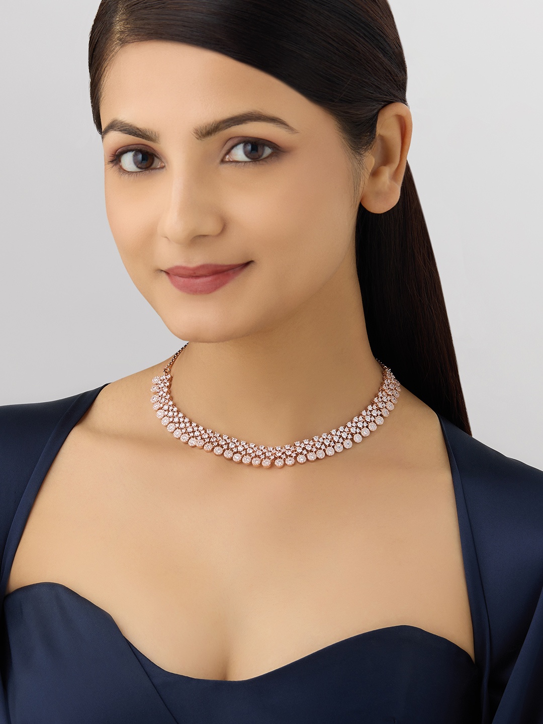 

Kushal's Fashion Jewellery Rose Gold-Plated Cubic Zirconia Necklace
