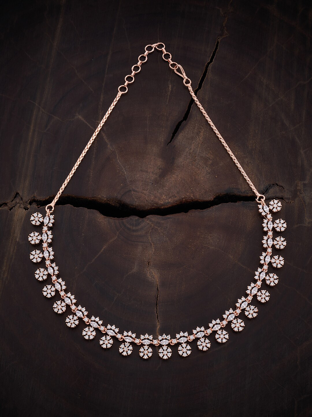 

Kushal's Fashion Jewellery Rose Gold-Plated Cubic Zirconia Studded Necklace