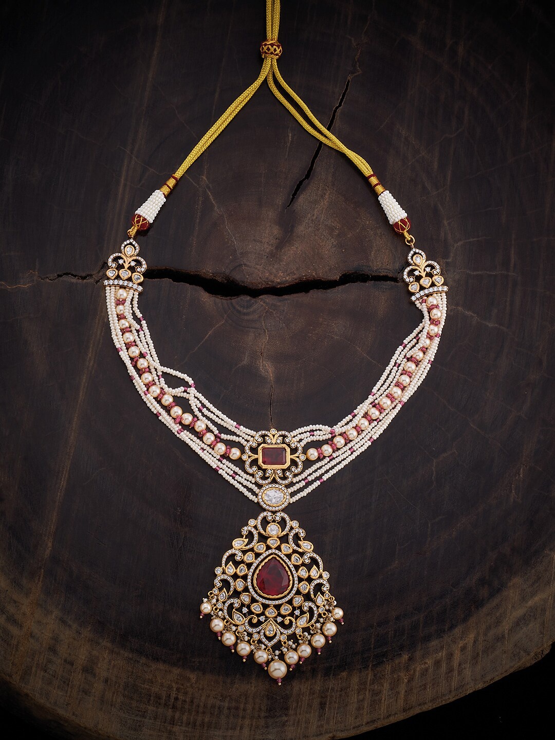 

Kushal's Fashion Jewellery Kundan Copper Necklace, Gold