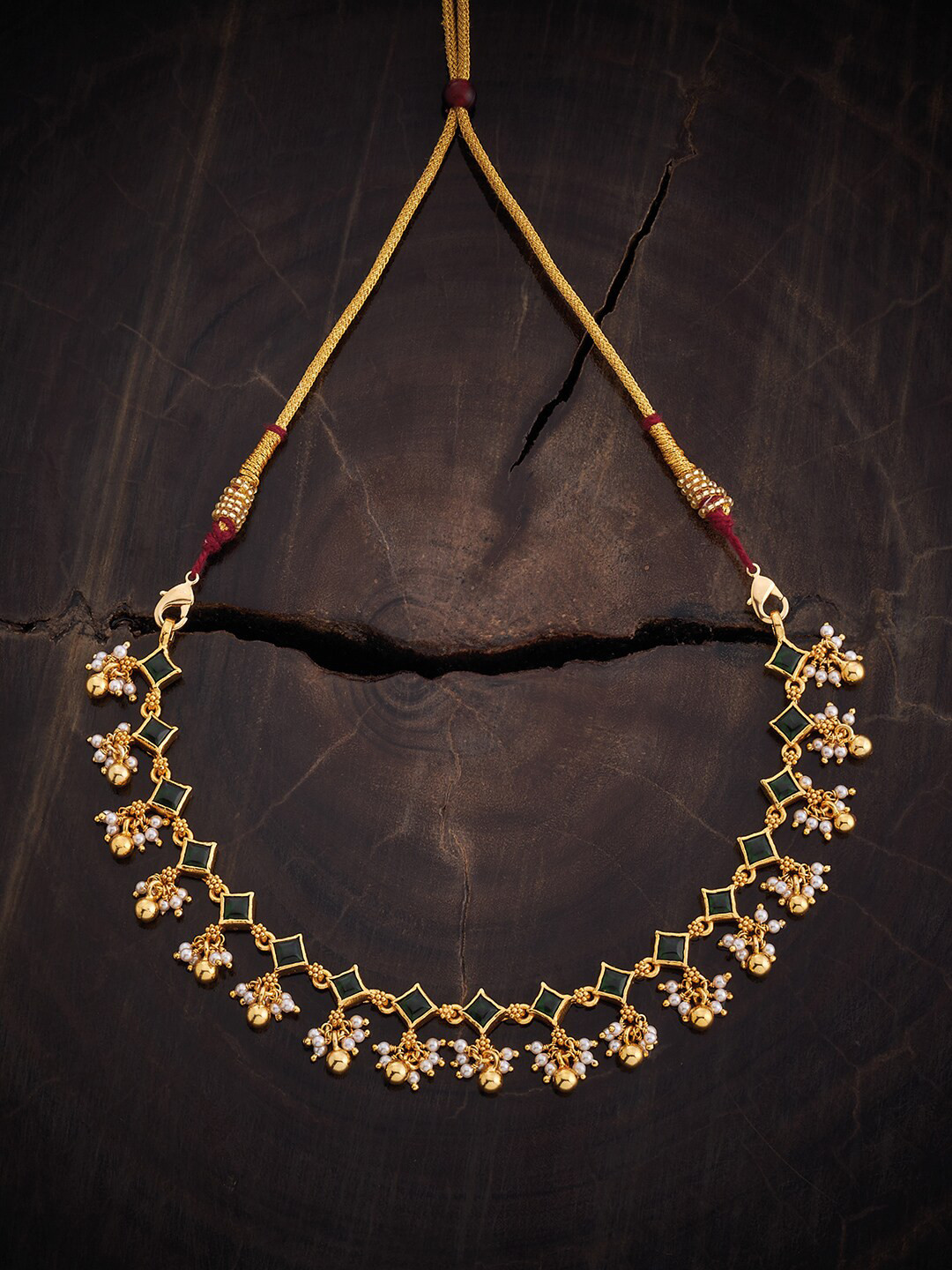 

Kushal's Fashion Jewellery Silver Gold-Plated Temple Necklace