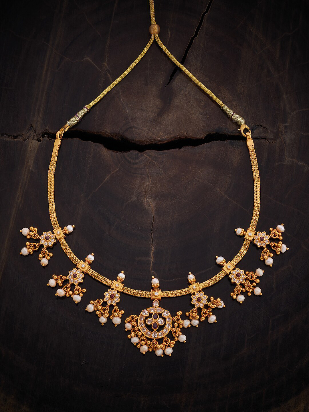 

Kushal's Fashion Jewellery Silver Gold-Plated Temple Necklace