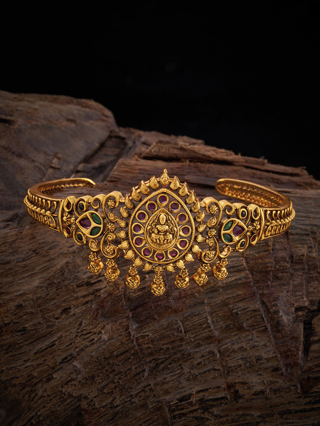 

Kushal's Fashion Jewellery Antique Gold Plated Ruby Studded Armlet