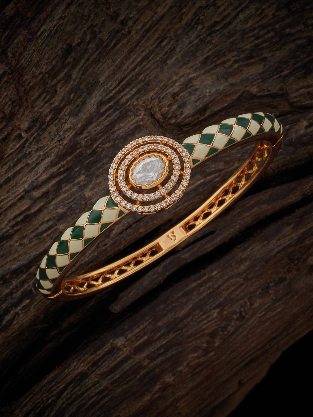 

Kushal's Fashion Jewellery Kundan Kada Bracelet, Gold
