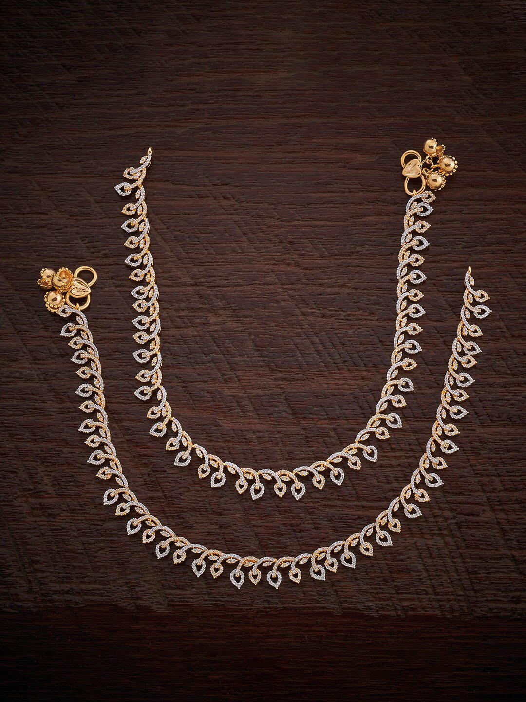 

Kushal's Fashion Jewellery Rhodium-Plated Zircon Studded Anklets, Silver