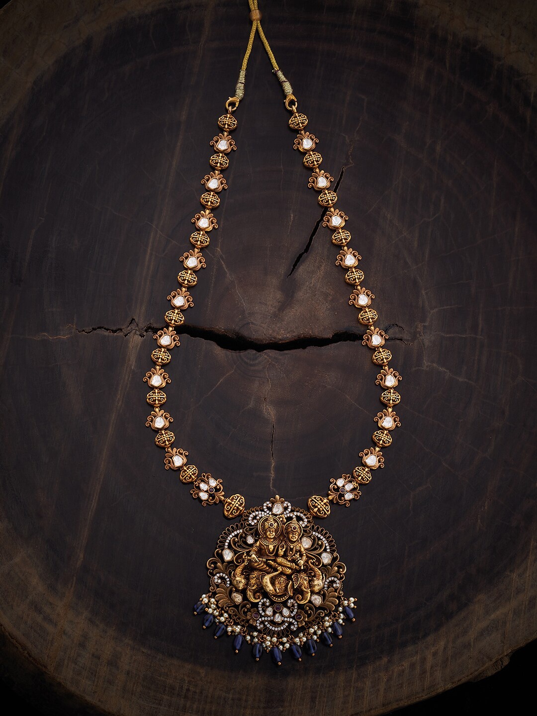

Kushal's Fashion Jewellery 92.5 Pure Silver Gold Plated Temple Necklace