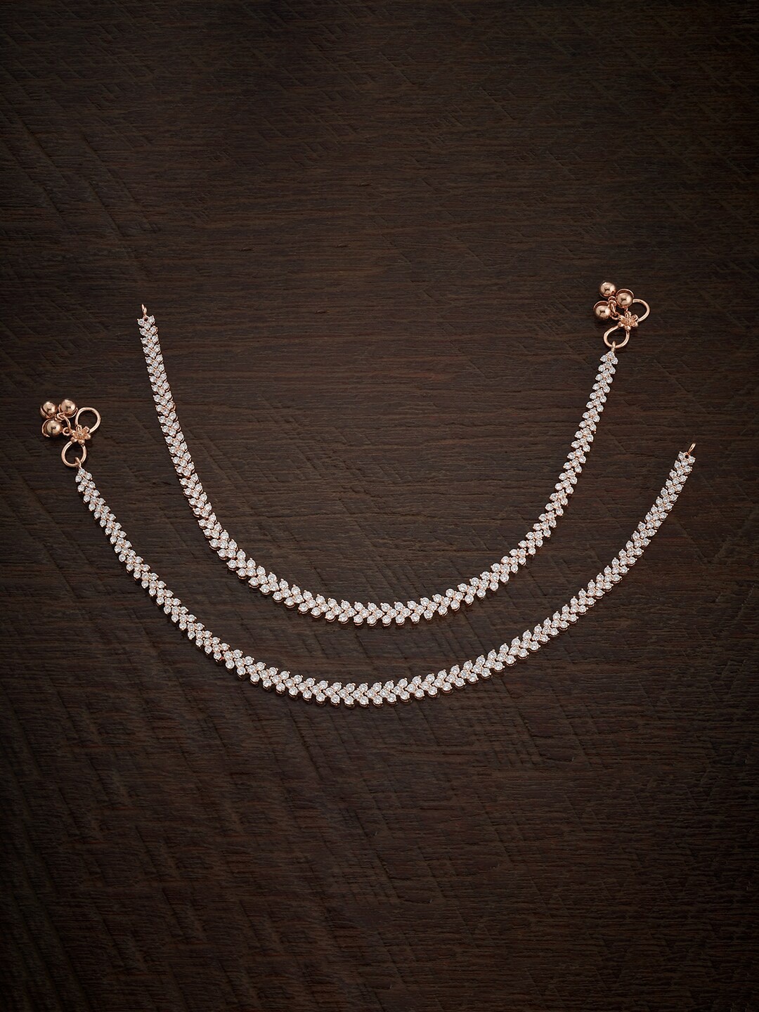 

Kushal's Fashion Jewellery Rose Gold-Plated Zircon Studded Anklets