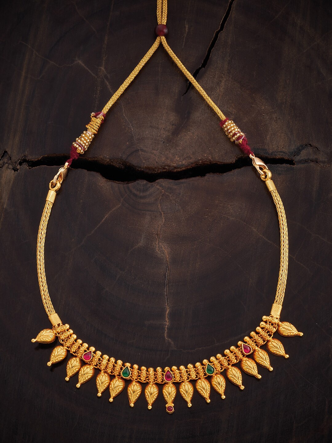 

Kushal's Fashion Jewellery Silver Gold-Plated Ethnic Necklace