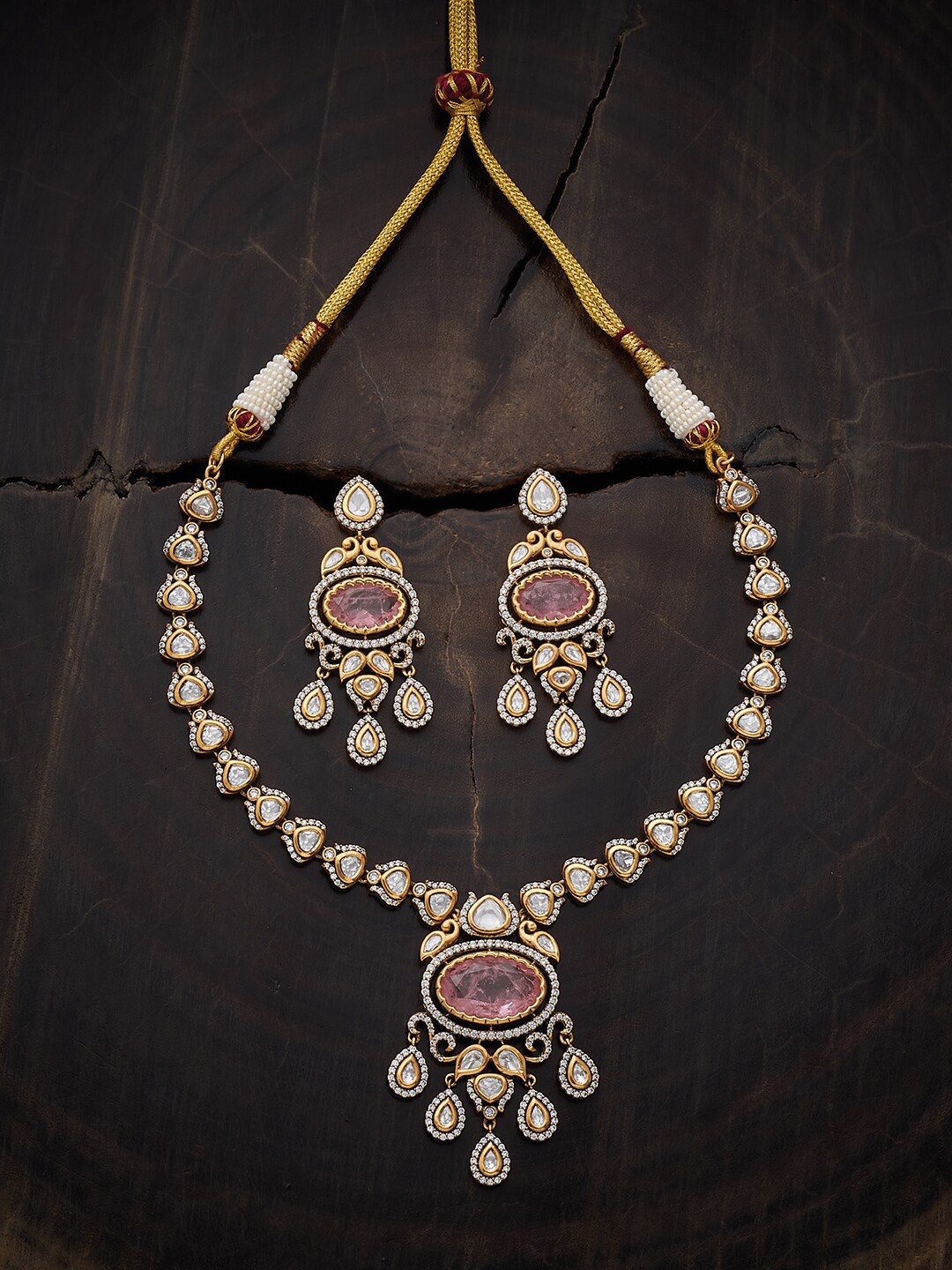 

Kushal's Fashion Jewellery Gold-Plated Kundan-Studded Jewellery Set