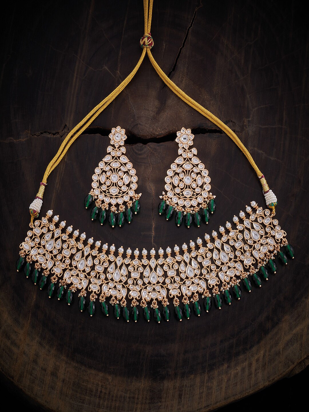 

Kushal's Fashion Jewellery Gold-Plated Kundan-Studded & Beaded Jewellery Set