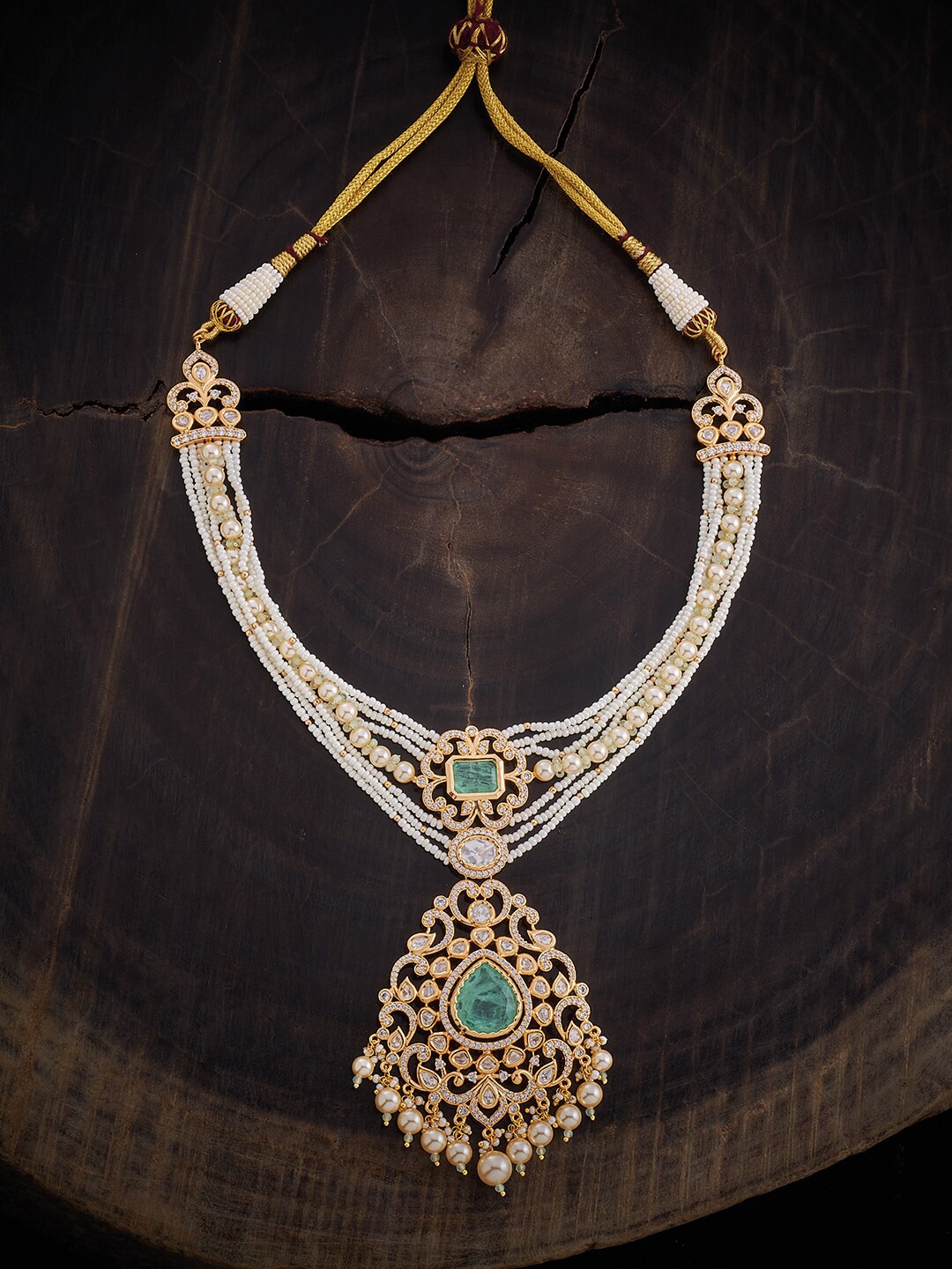 

Kushal's Fashion Jewellery Gold-Plated Kundan Necklace