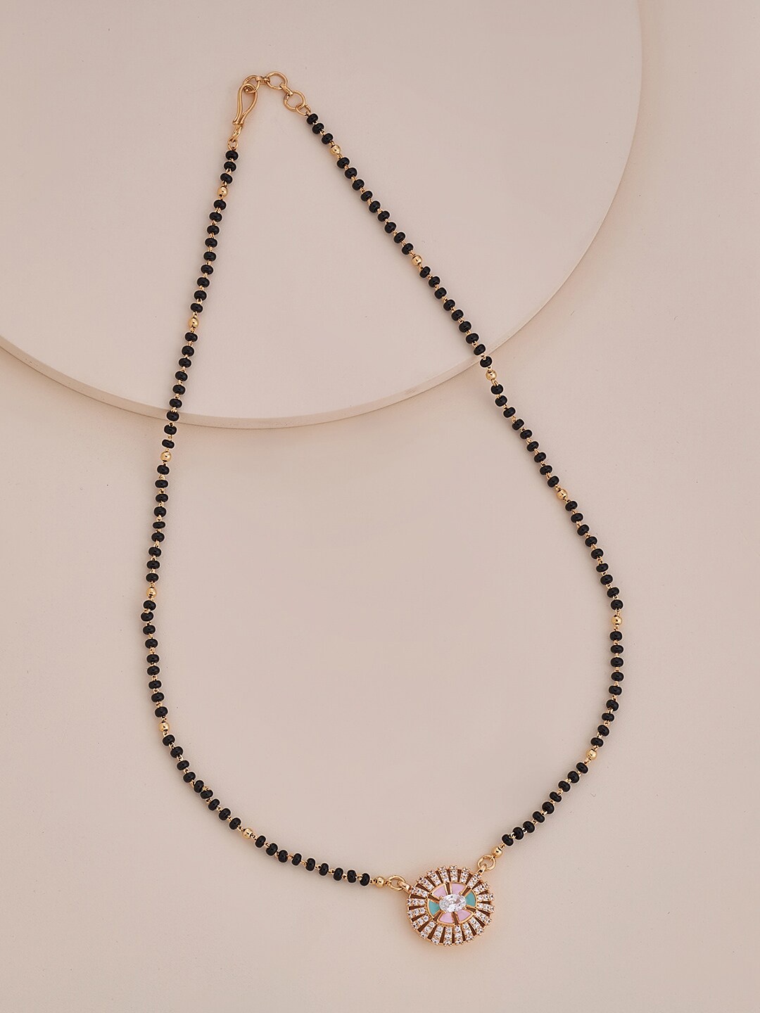 

Kushal's Fashion Jewellery Rose Gold-Plated CZ Stone-Studded & Beaded Mangalsutra