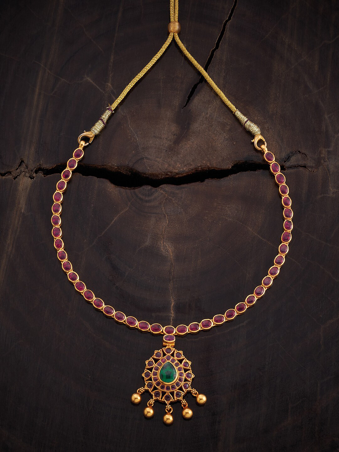 

Kushal's Fashion Jewellery 92.5 Pure Silver Gold-Plated Temple Necklace