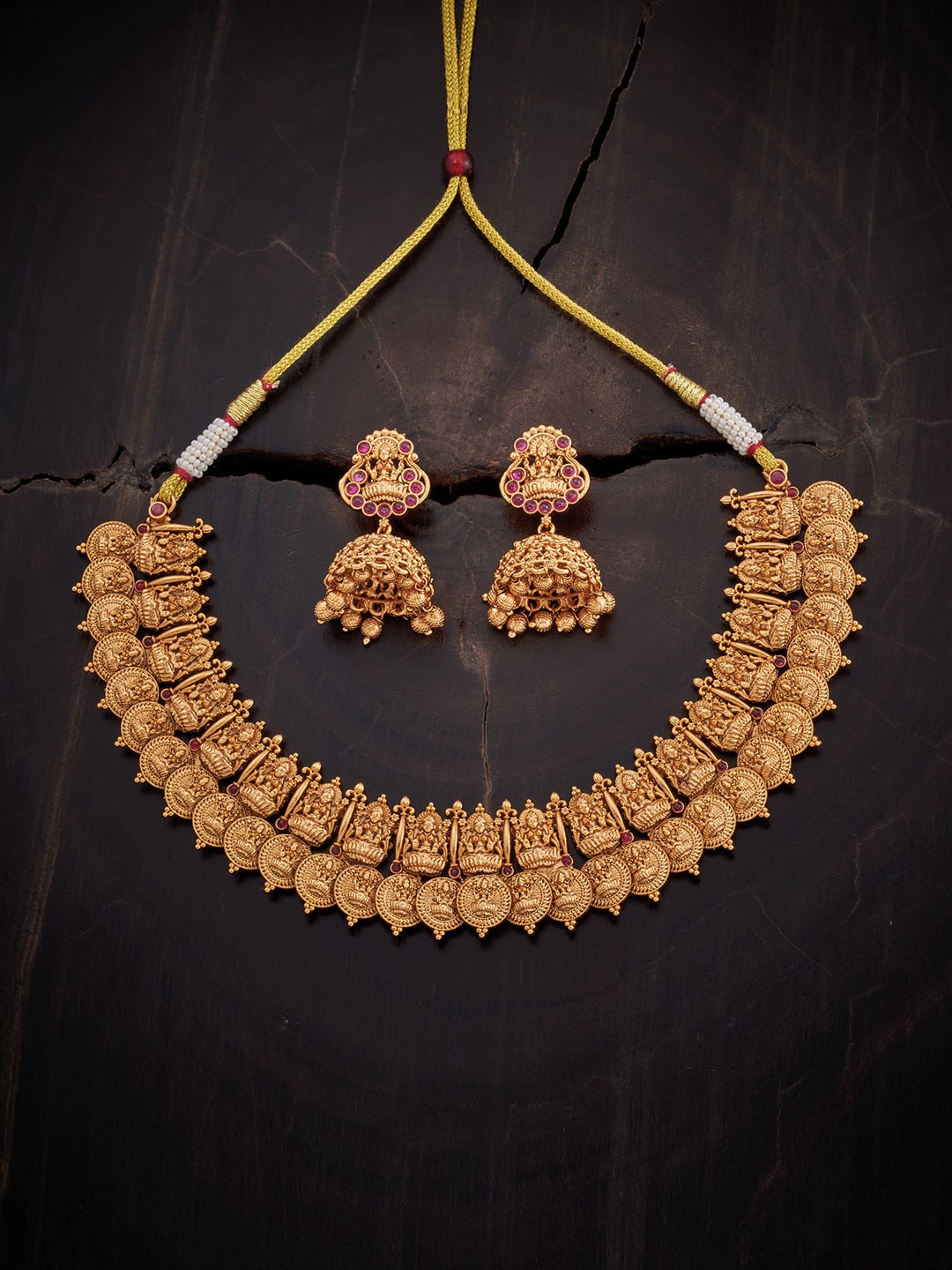 

Kushal's Fashion Jewellery Gold-Plated Stone-Studded Jewellery Set