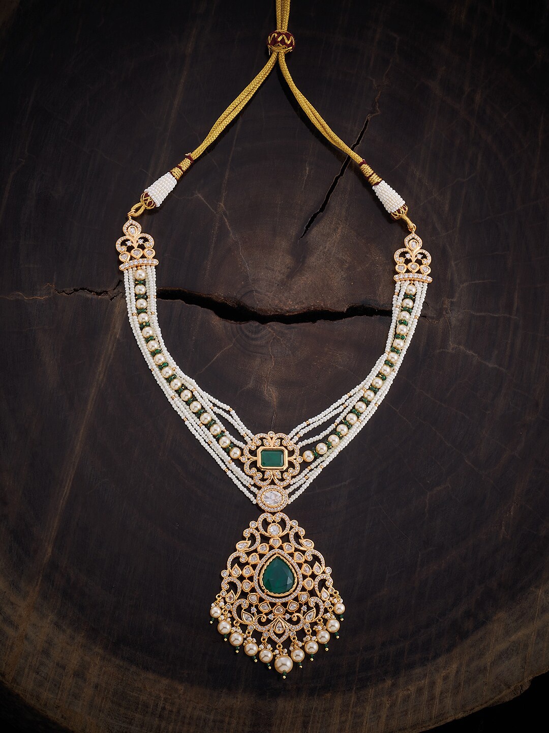 

Kushal's Fashion Jewellery Gold-Plated Kundan Necklace