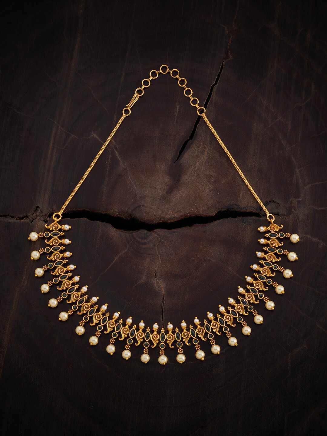 

Kushal's Fashion Jewellery Gold Plated Stone Studded & Beaded Antique Necklace