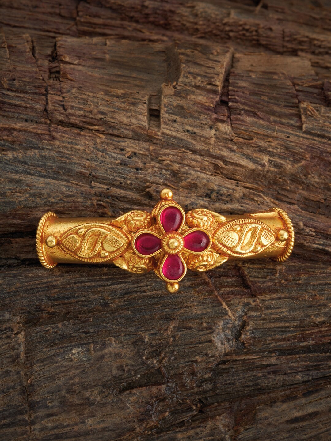 

Kushal's Fashion Jewellery Temple 92.5 Pure Silver Gold-Plated Studded Bangle Pendant