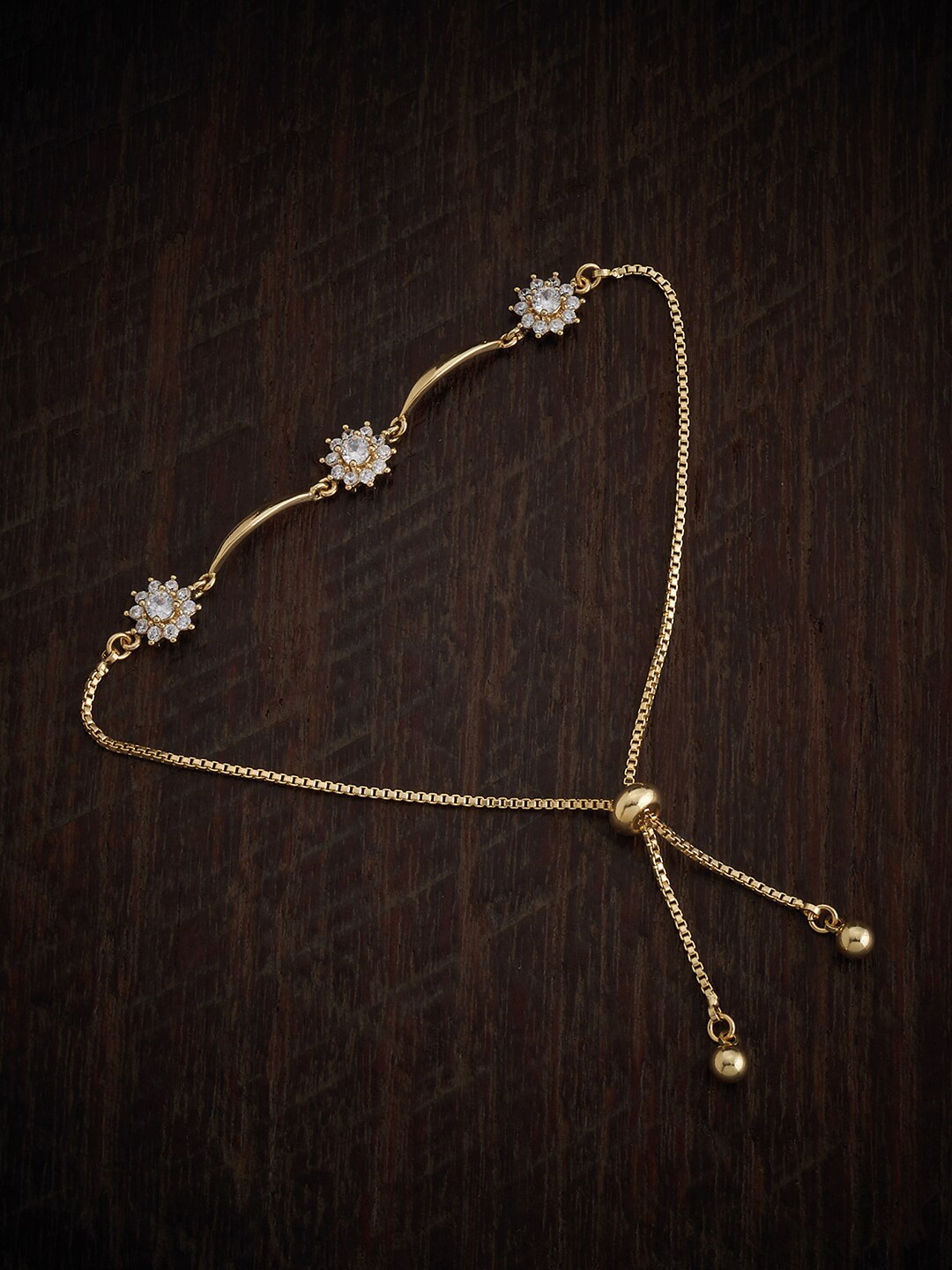 

Kushal's Fashion Jewellery Cubic Zirconia Gold-Plated Wraparound Bracelet