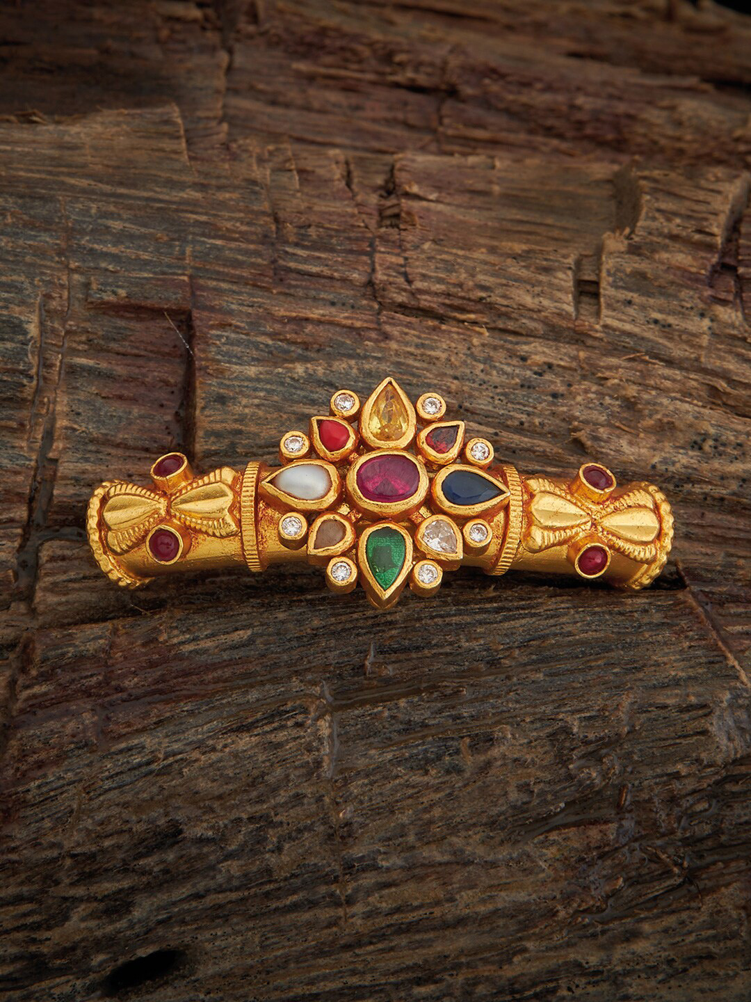 

Kushal's Fashion Jewellery 92.5 Pure Silver Gold-Plated Studded Bangle Pendant