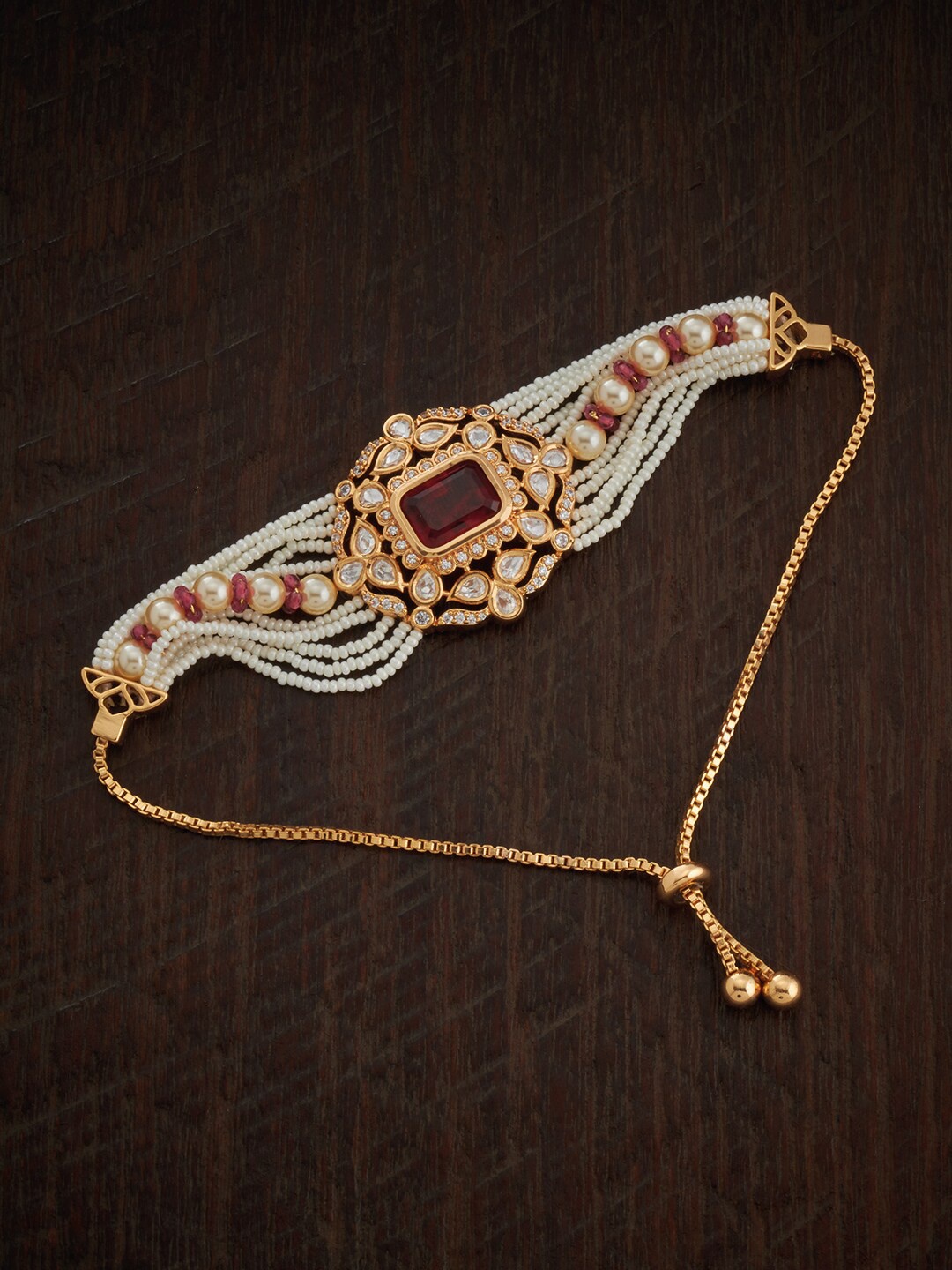 

Kushal's Fashion Jewellery Kundan Wraparound Bracelet, Gold