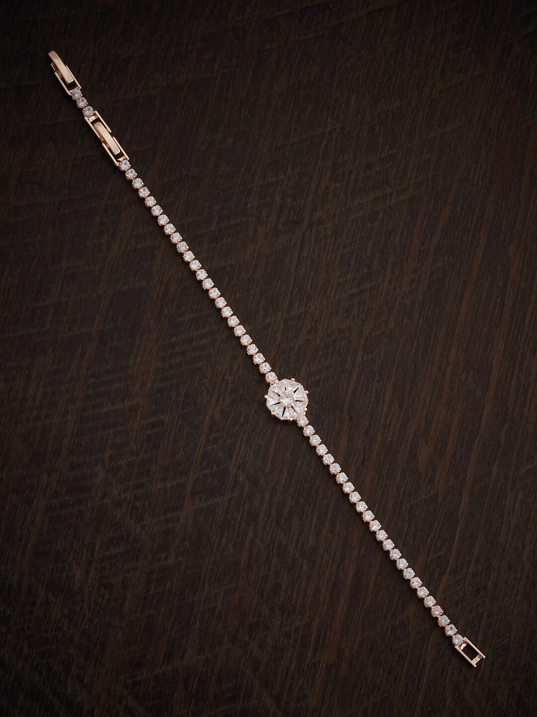 

Kushal's Fashion Jewellery Cubic Zirconia Rose Gold-Plated Wraparound Bracelet