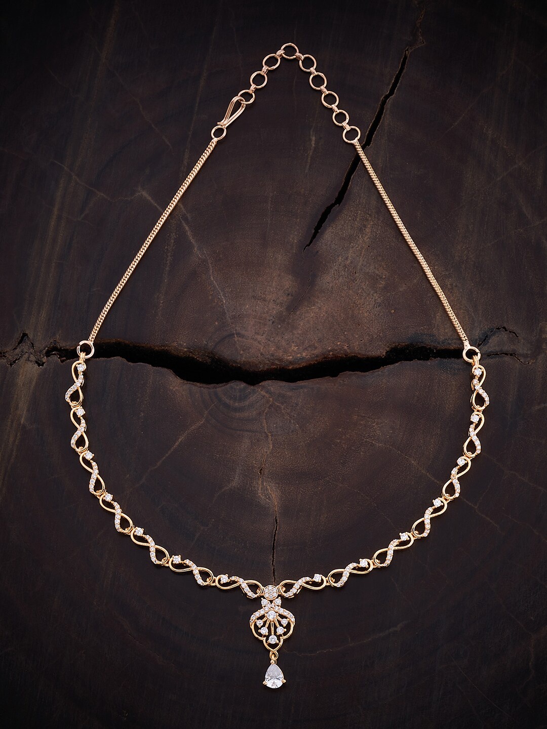 

Kushal's Fashion Jewellery Gold Plated Cubic Zirconia Studded Necklace