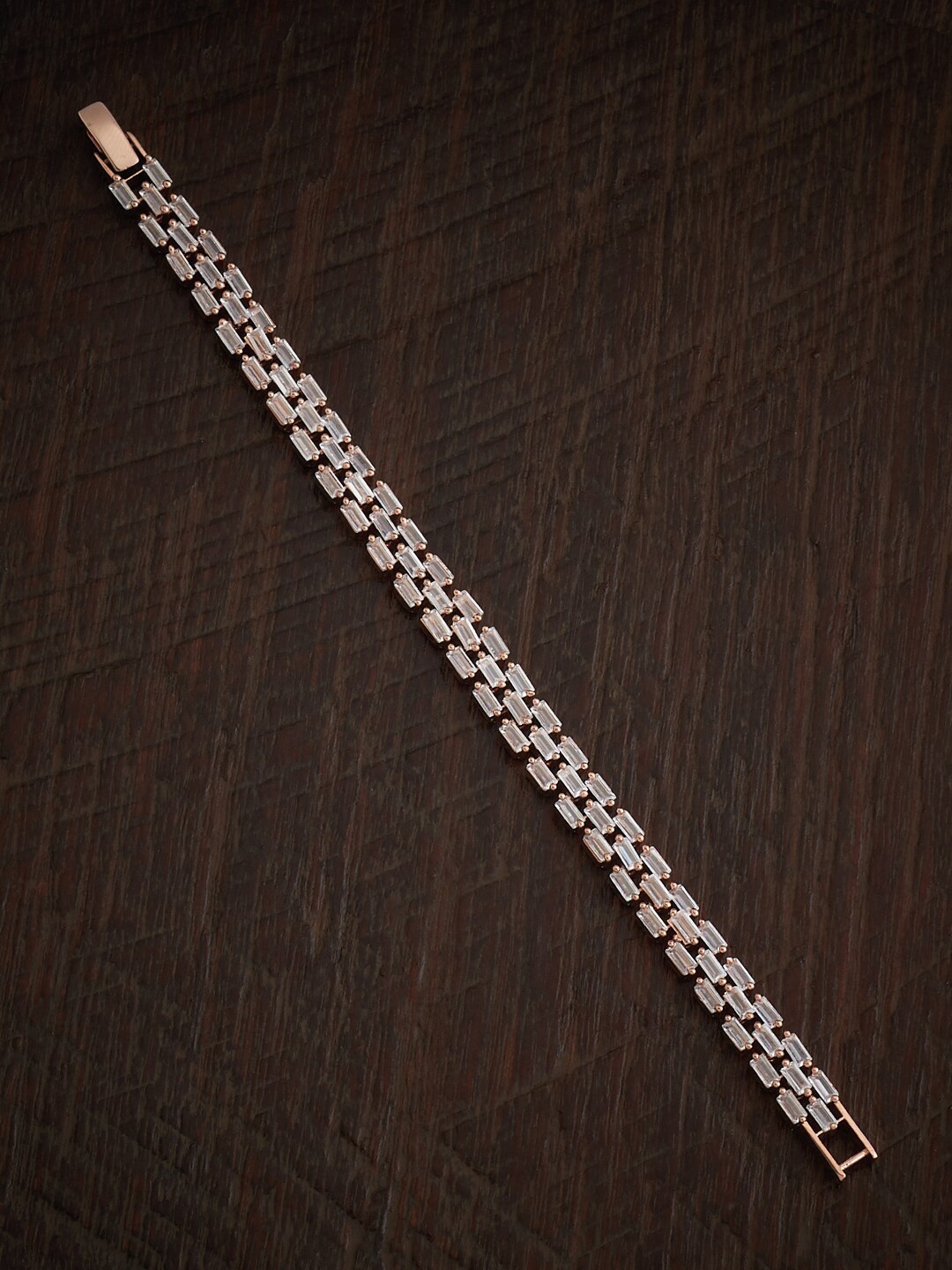

Kushal's Fashion Jewellery Cubic Zirconia Rose Gold-Plated Wraparound Bracelet