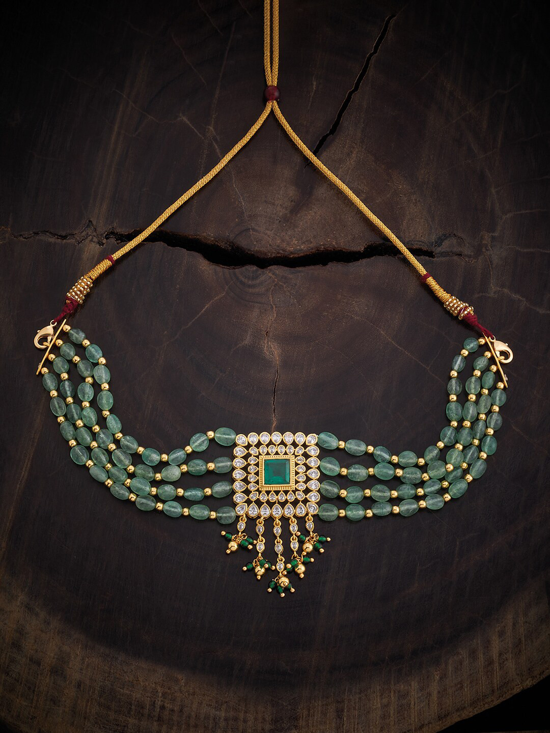 

Kushal's Fashion Jewellery 92.5 Pure Silver Gold Plated Cubic Zirconia Studded Necklace