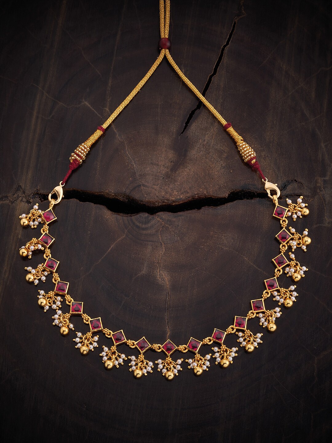 

Kushal's Fashion Jewellery 92.5 Pure Silver Gold-Plated Temple Necklace