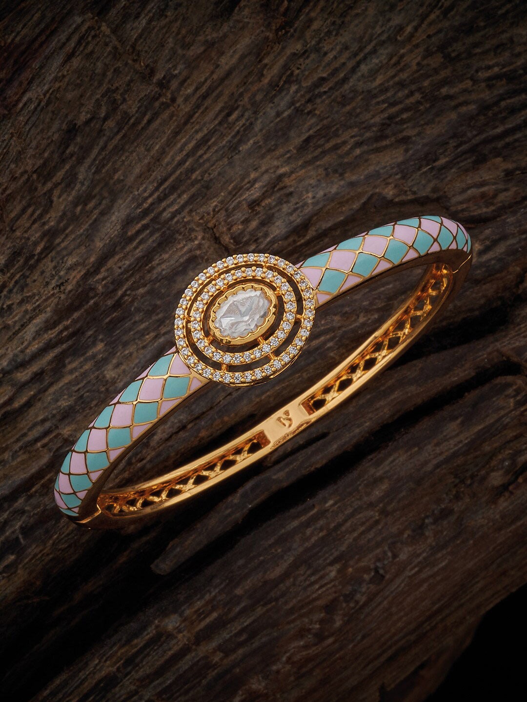 

Kushal's Fashion Jewellery Women Kundan Studded Kada Bracelet, Gold