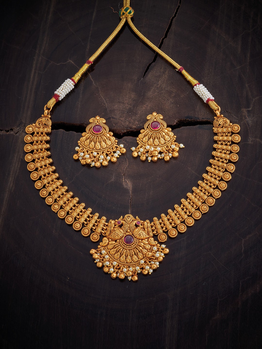 

Kushal's Fashion Jewellery Gold-Plated Stone-Studded & Beaded Jewellery Set