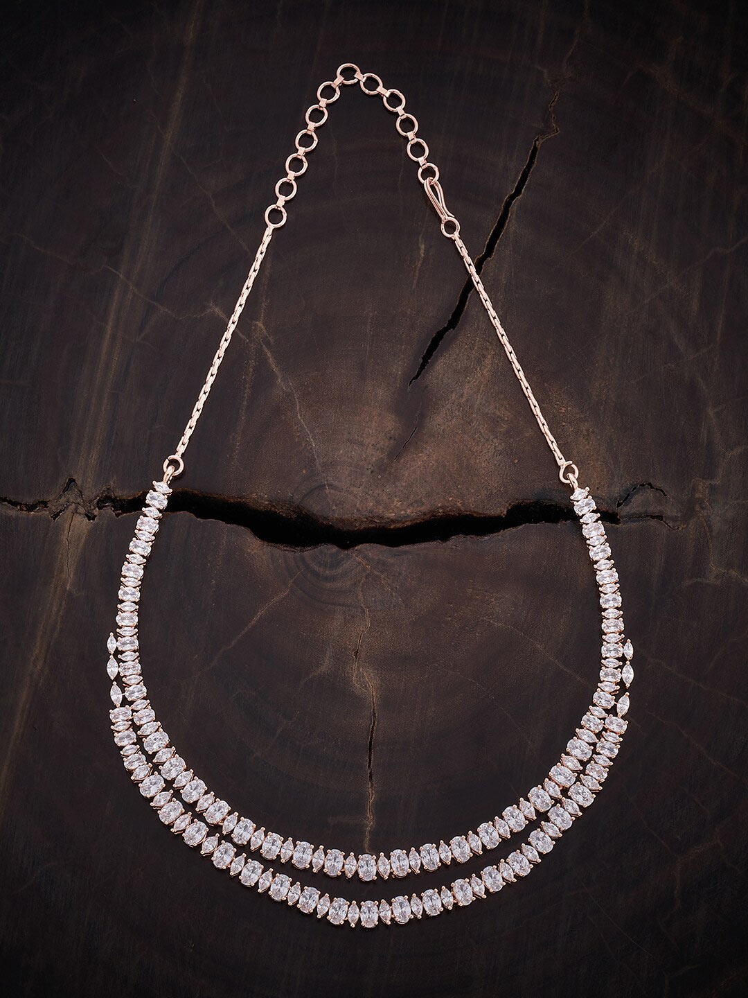 

Kushal's Fashion Jewellery Rose Gold-Plated Cubic Zirconia Layered Necklace