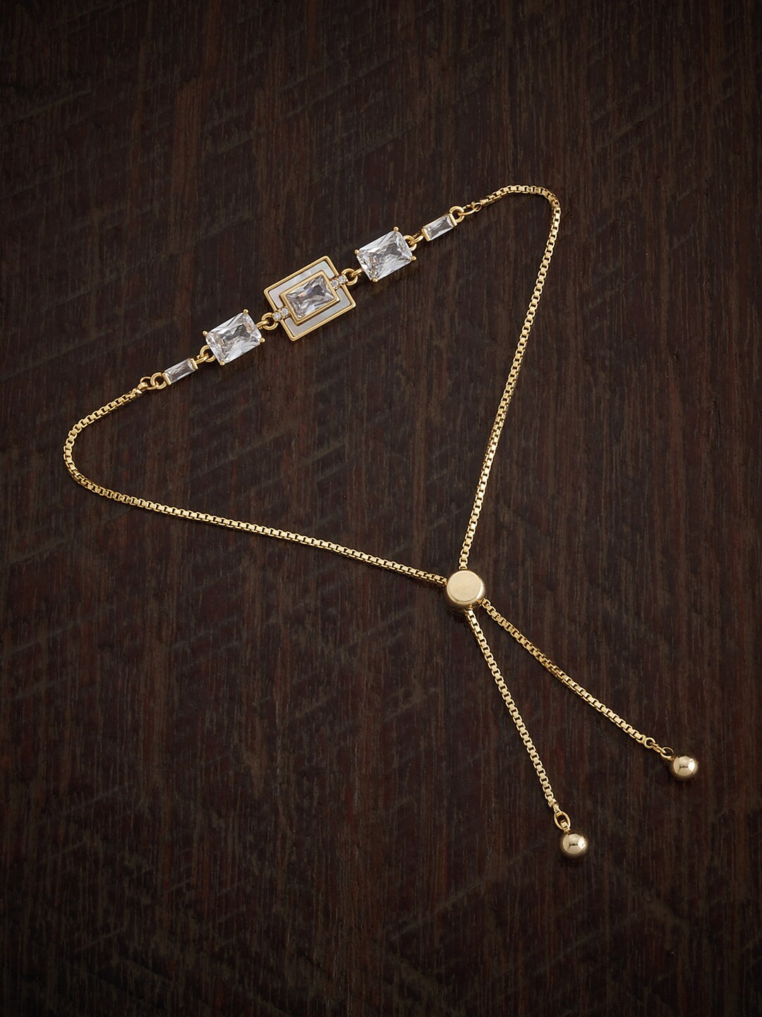 

Kushal's Fashion Jewellery Cubic Zirconia Gold-Plated Wraparound Bracelet