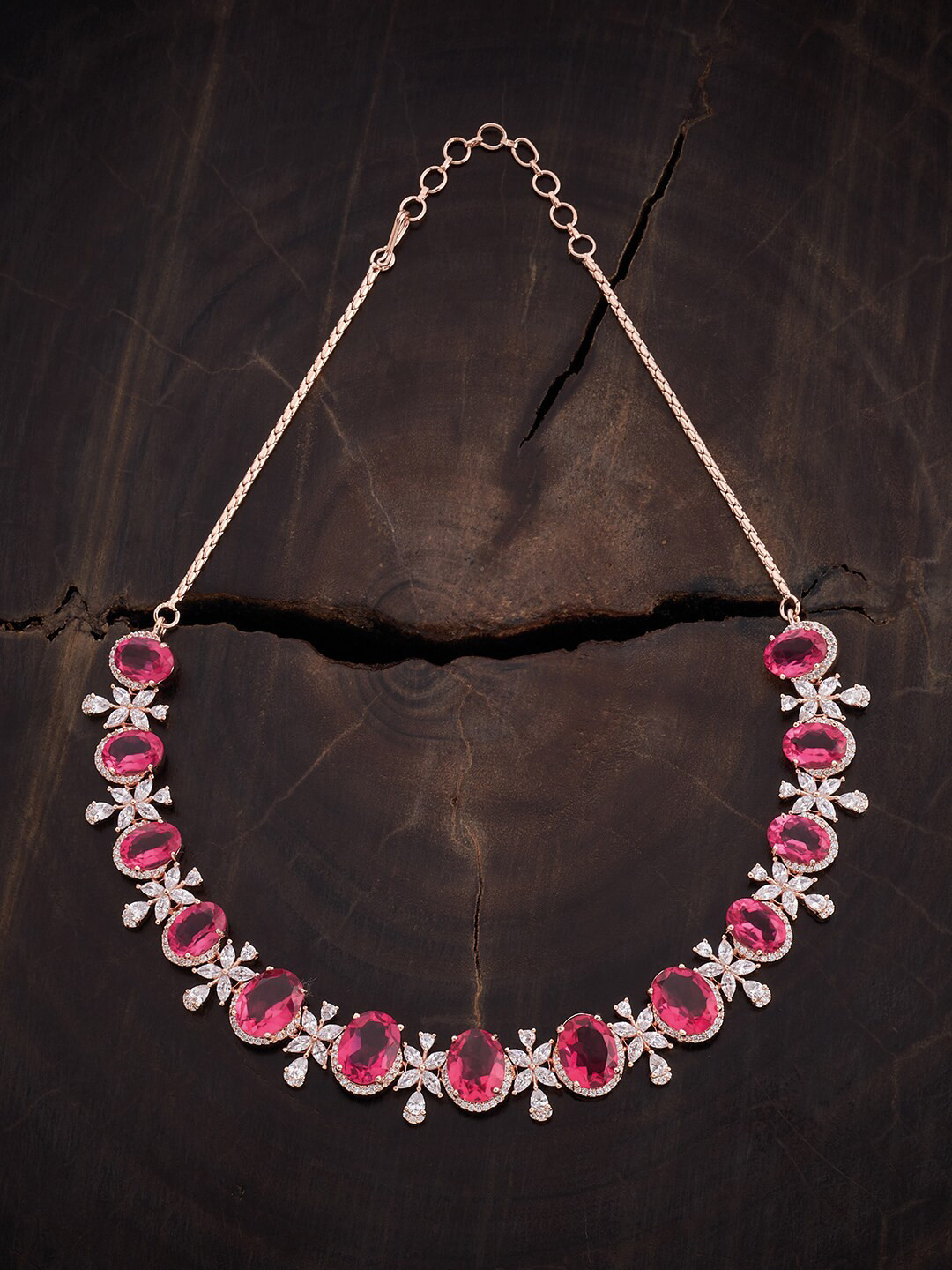 

Kushal's Fashion Jewellery Rose Gold-Plated Zircon Studded Necklace
