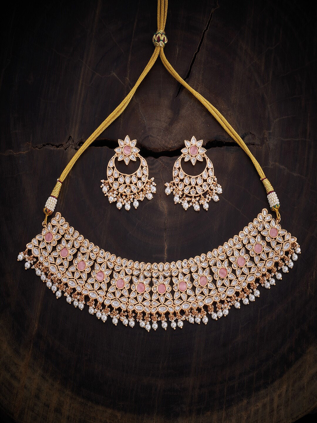

Kushal's Fashion Jewellery Kundan Studded & Beaded Ethnic Jewellery Set, Gold
