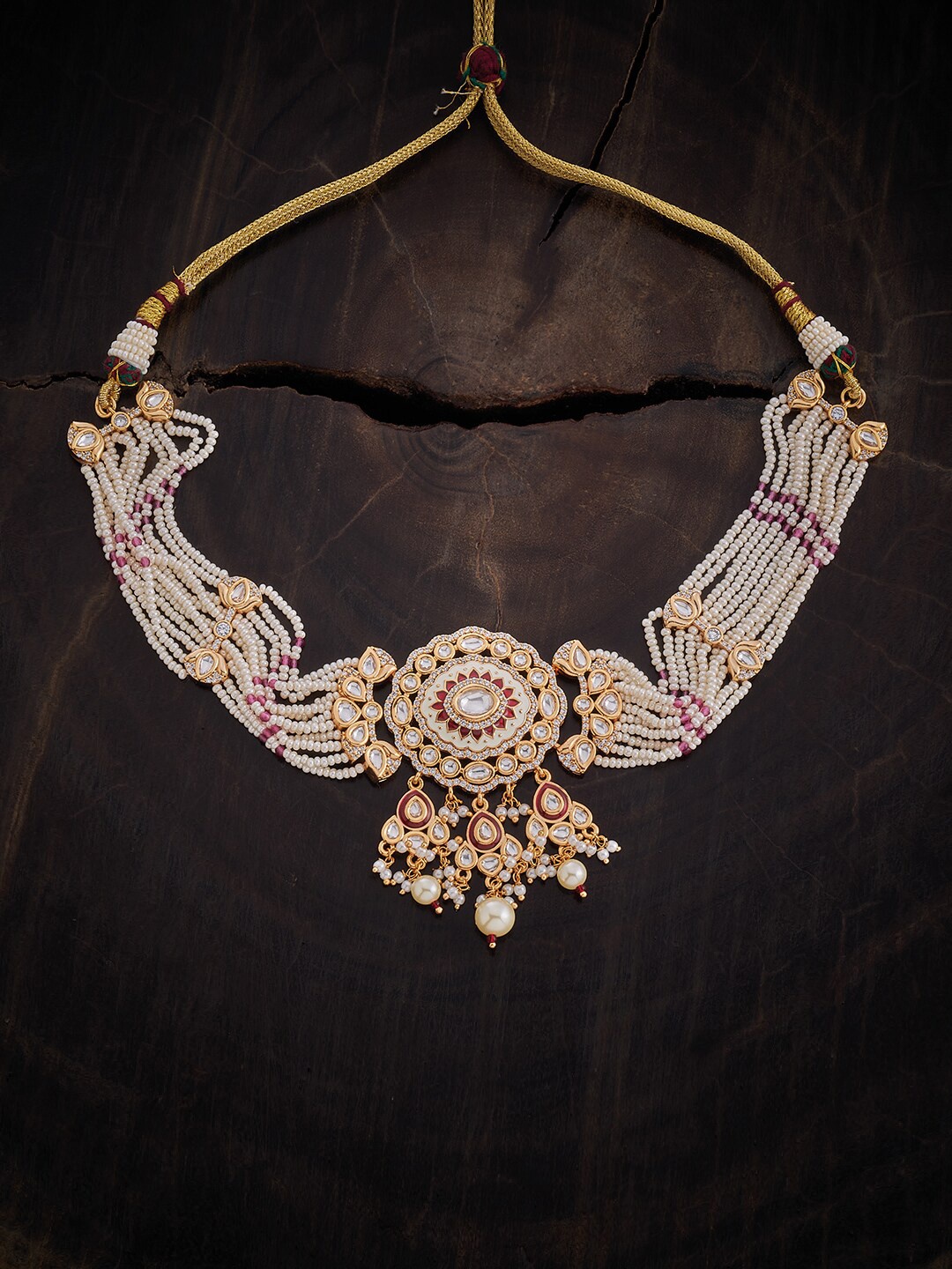 

Kushal's Fashion Jewellery Kundan Studded Necklace, Gold