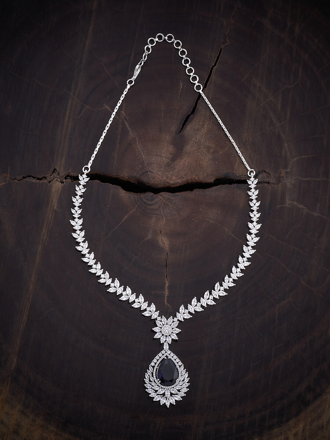 

Kushal's Fashion Jewellery Rhodium-Plated Cubic Zirconia Necklace, Silver