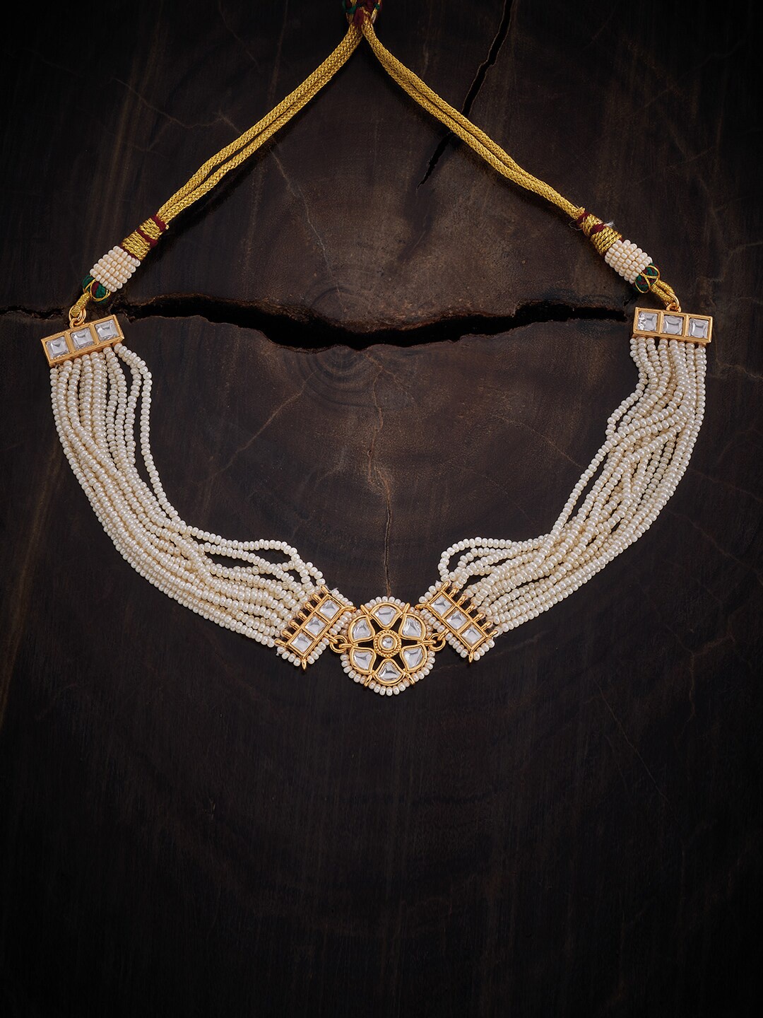 

Kushal's Fashion Jewellery Kundan & Beaded Necklace, Gold