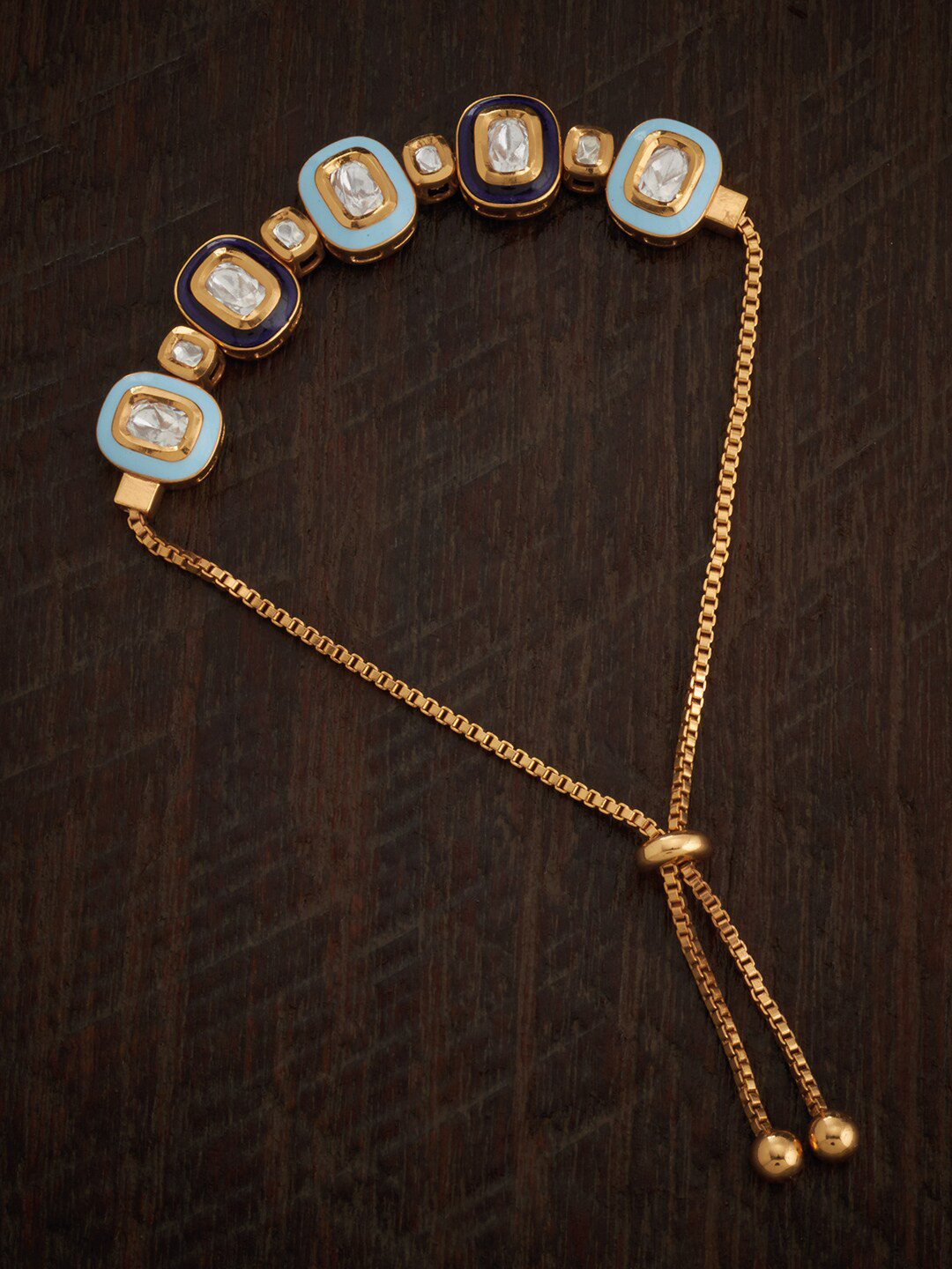 

Kushal's Fashion Jewellery Kundan Studded Wraparound Bracelet, Gold