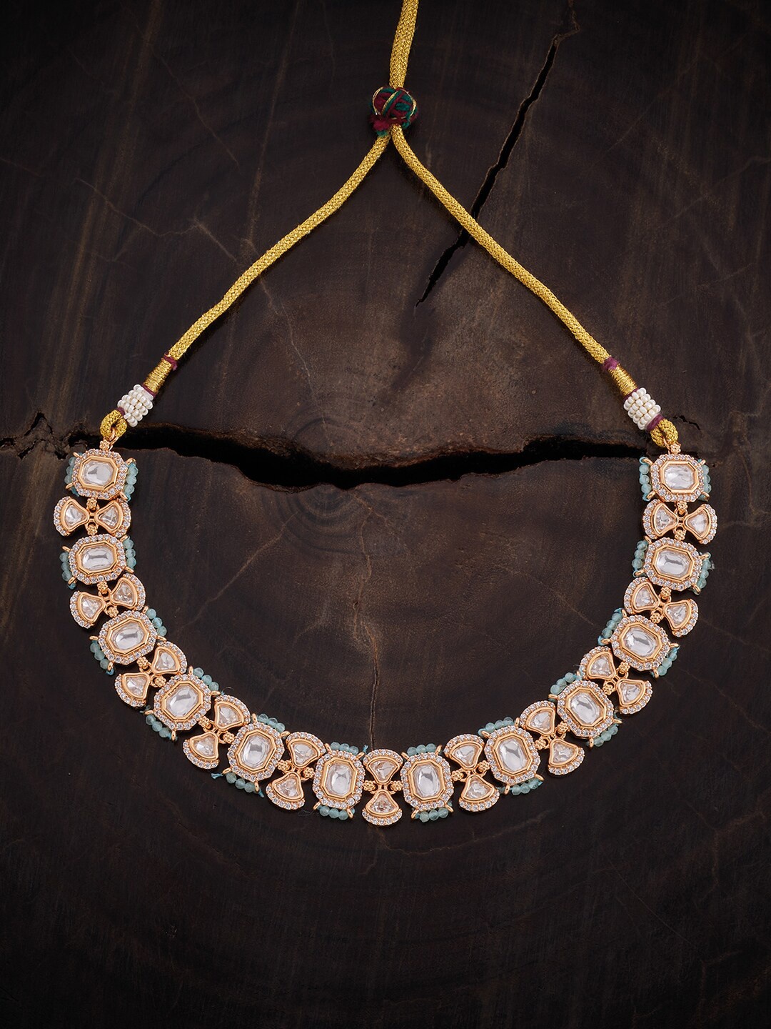 

Kushal's Fashion Jewellery Kundan & Beaded Necklace, Gold