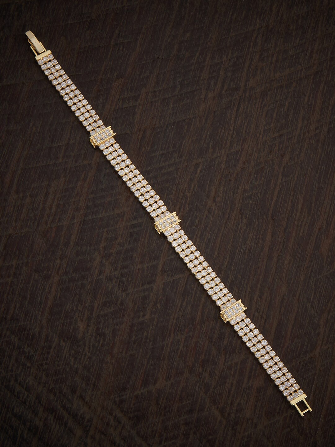 

Kushal's Fashion Jewellery Gold-Plated Cubic Zirconia Studded Wraparound Bracelet