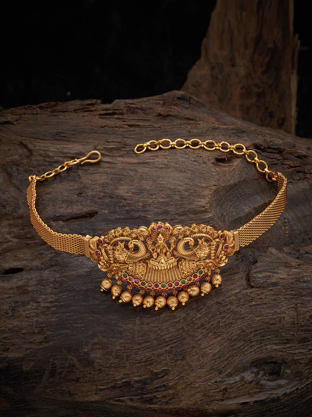 

Kushal's Fashion Jewellery Gold-Plated Stones Studded Antique Armlet Bracelet