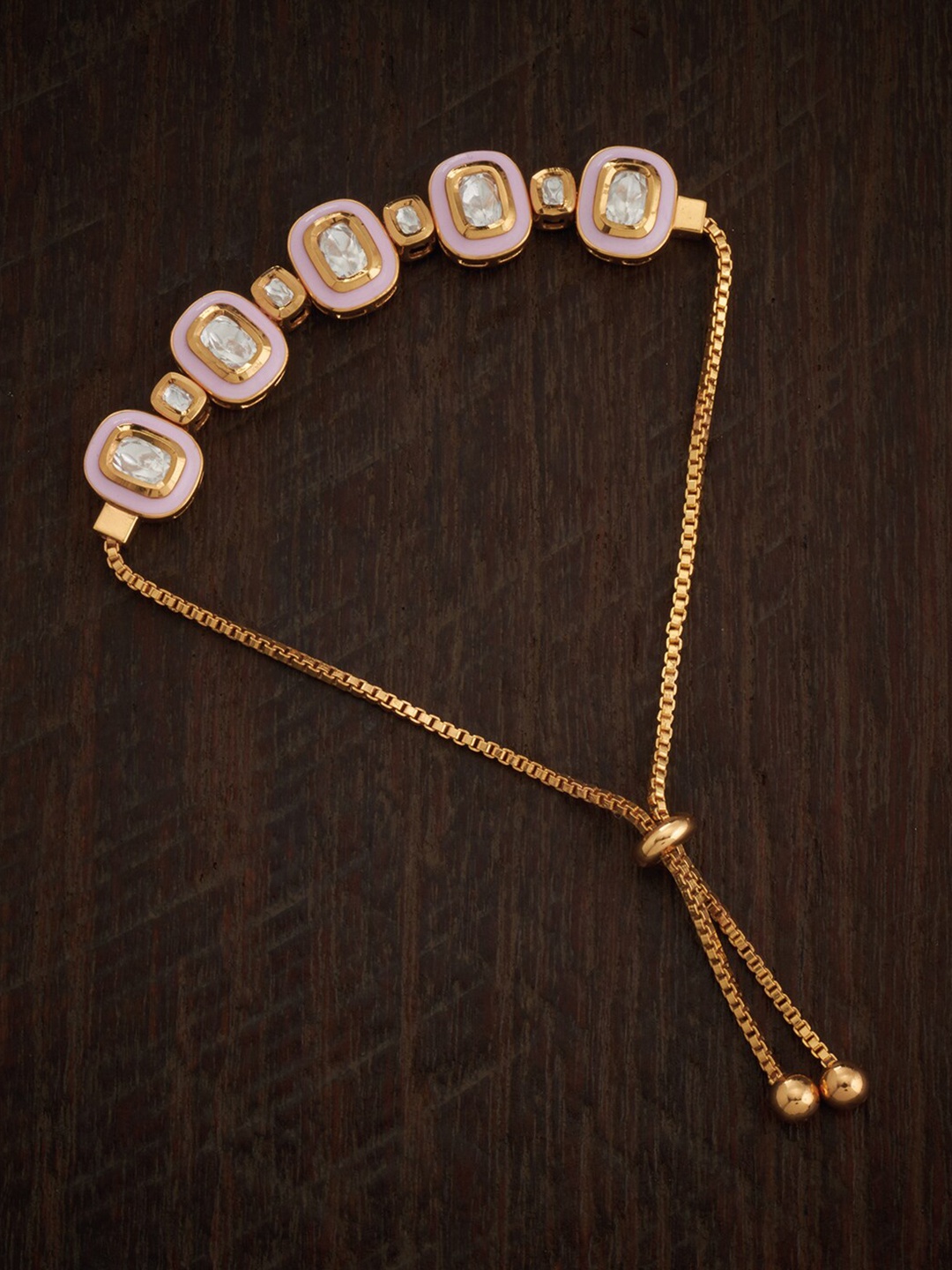 

Kushal's Fashion Jewellery Kundan Wraparound Bracelet, Gold