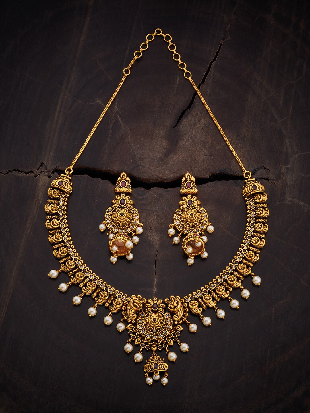 

Kushal's Fashion Jewellery Gold-Plated Beaded Ethnic Jewellery Set