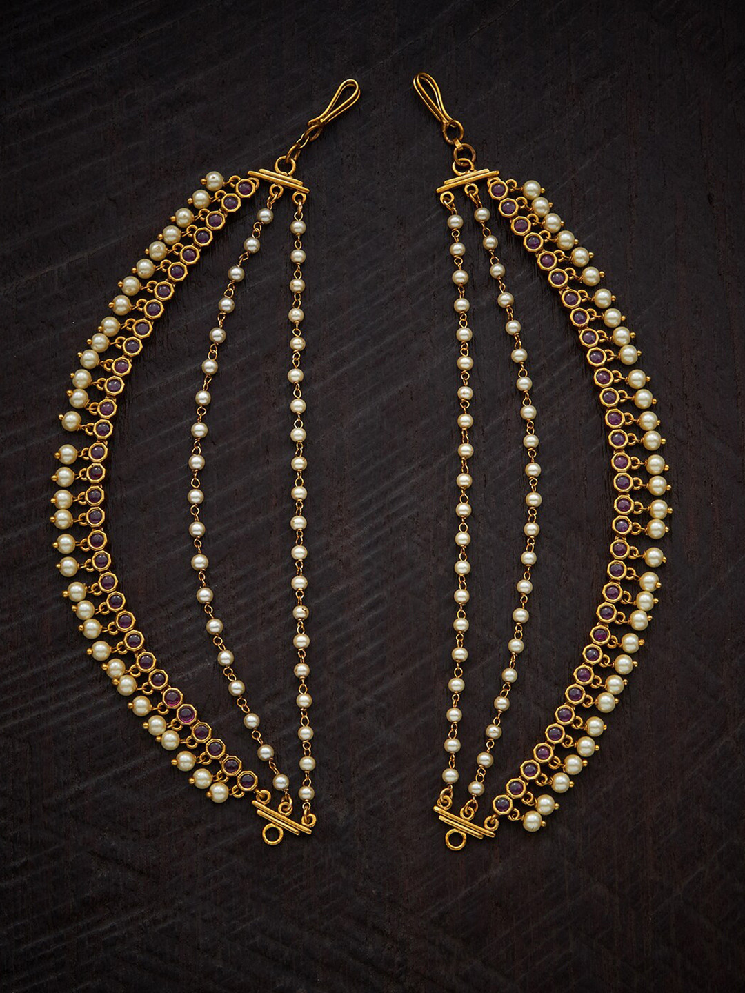 

Kushal's Fashion Jewellery Set of 2 Gold PLated Embellished Hair Accessory Set