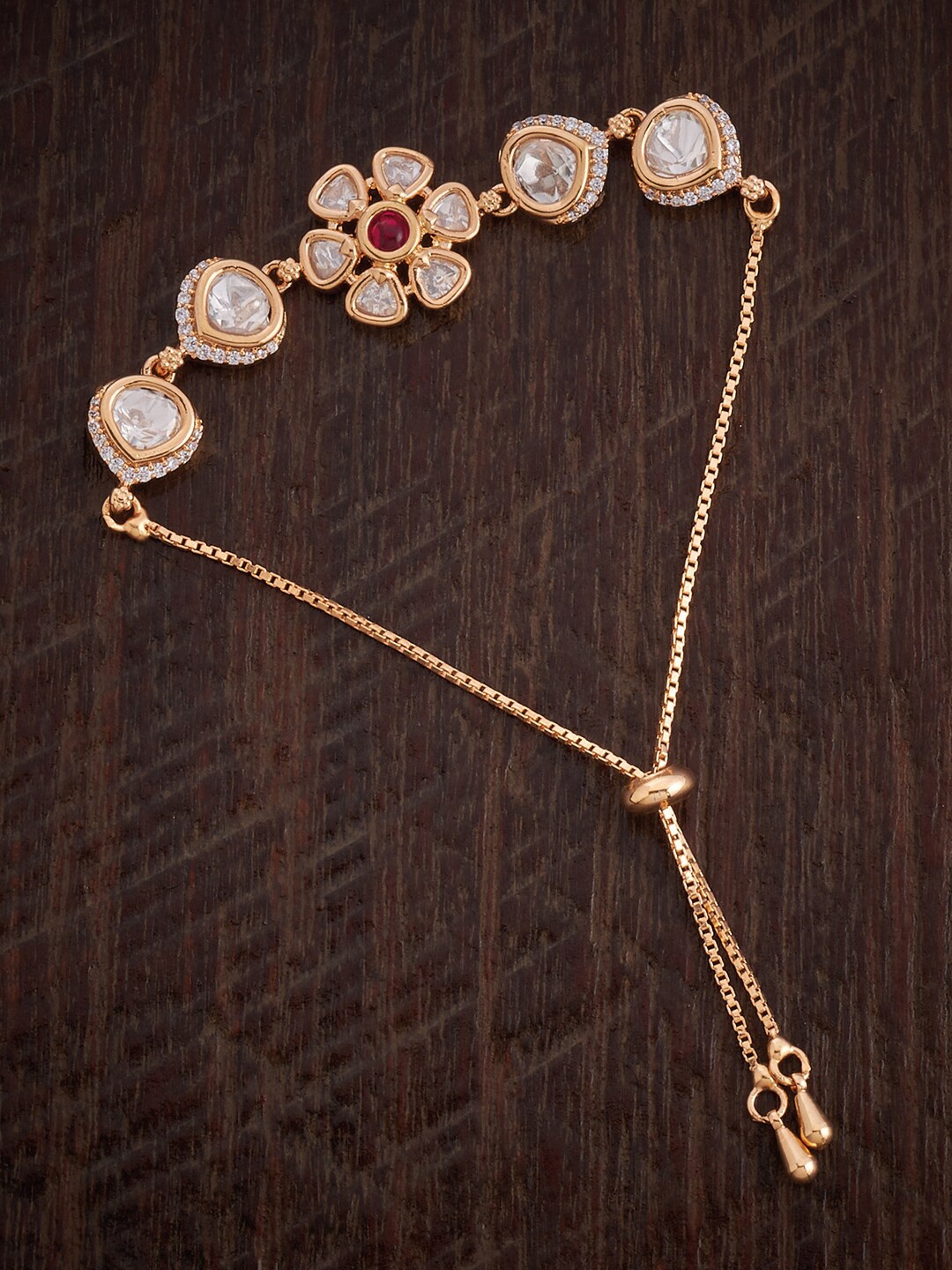 

Kushal's Fashion Jewellery Kundan Charm Bracelet, Gold