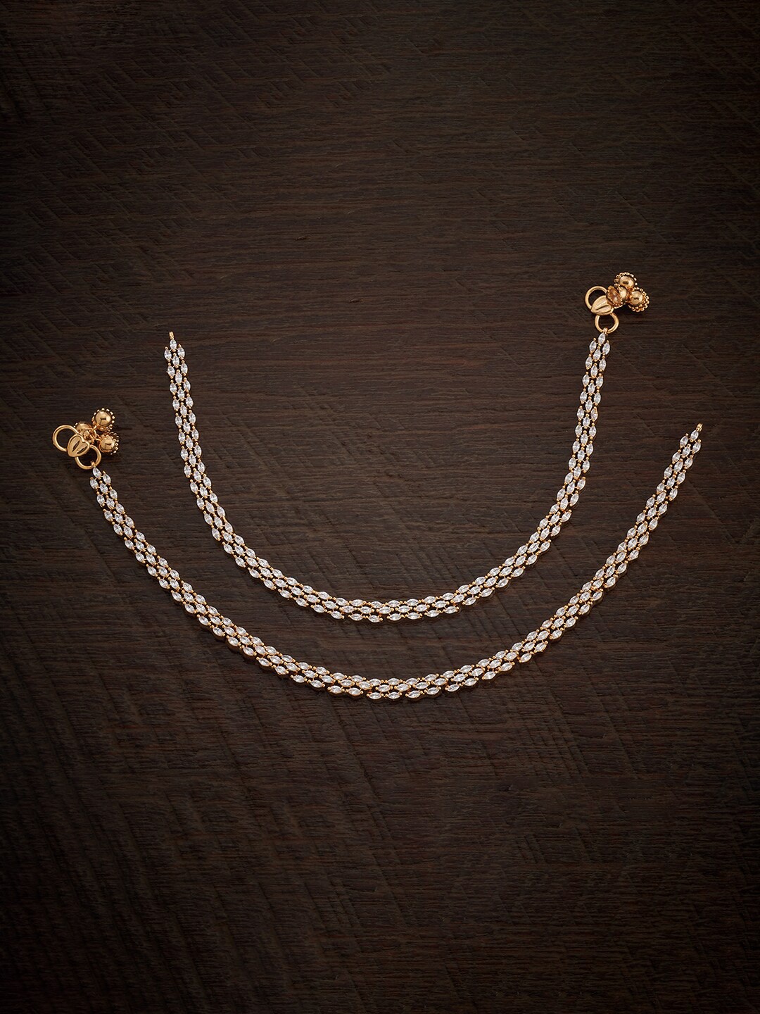 

Kushal's Fashion Jewellery Gold Plated Zircon Studded Anklets