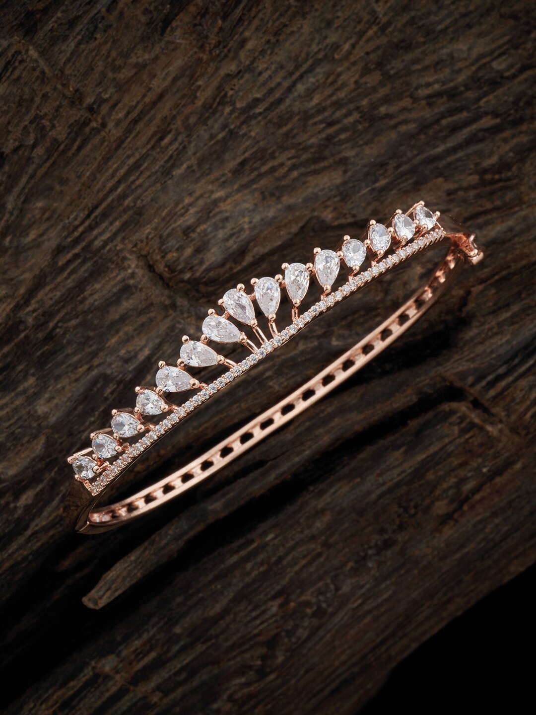

Kushal's Fashion Jewellery Women Rose Gold-Plated CZ Studded Bangle-Style Bracelet