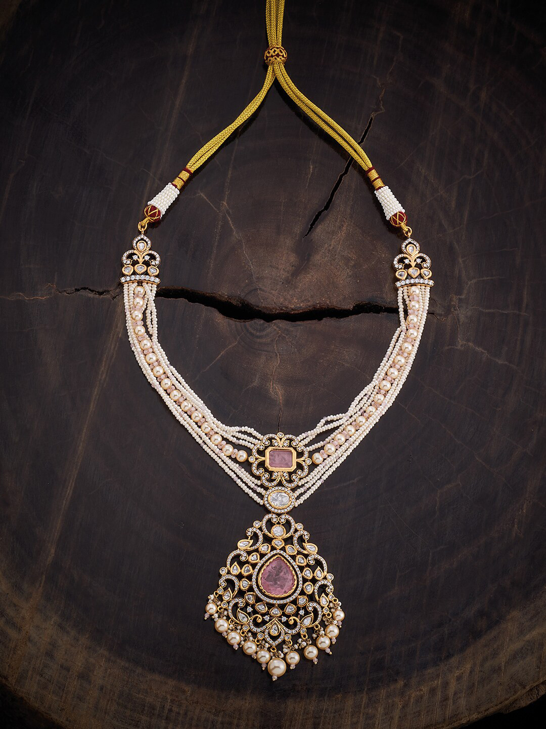 

Kushal's Fashion Jewellery Kundan Ethnic Necklace, Pink