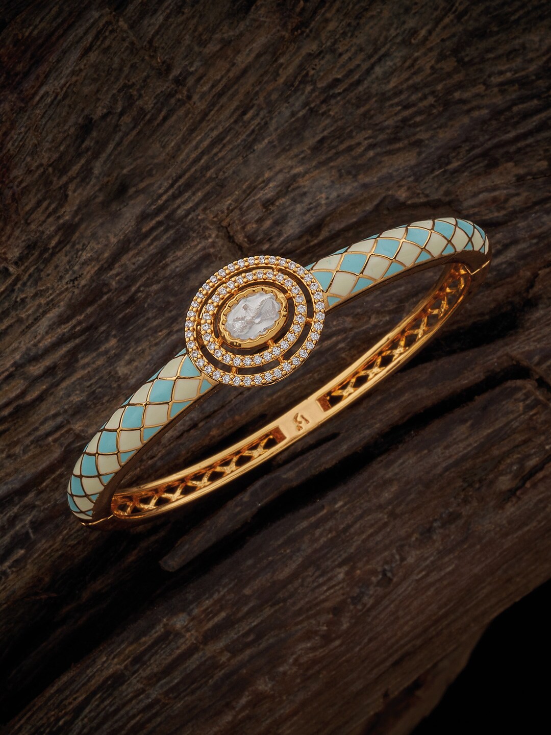 

Kushal's Fashion Jewellery Women Kundan Studded Kada Bracelet, Gold