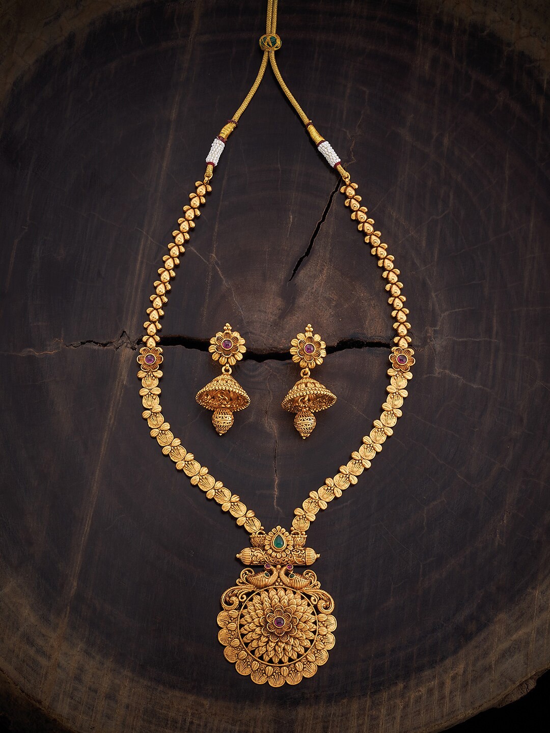 

Kushal's Fashion Jewellery Gold-Plated Stones-Studded Ethnic Jewellery Set